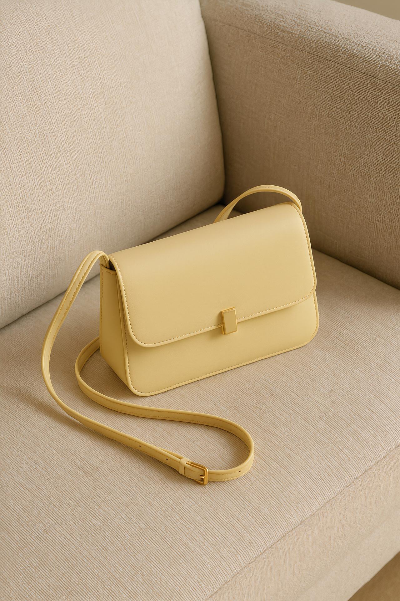 Leather shoulder bag, silver handbag, strap details, satchel, wallet in elegant collection