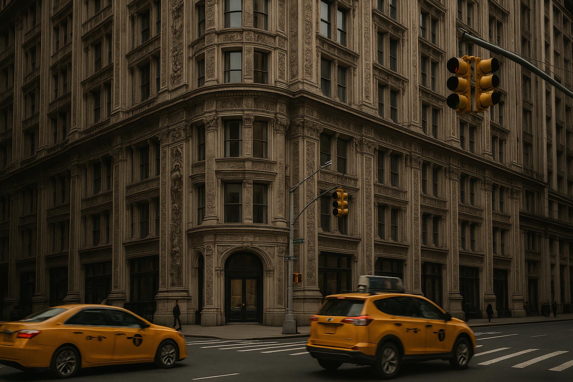 City traffic with luxury vehicles and high-rise buildings