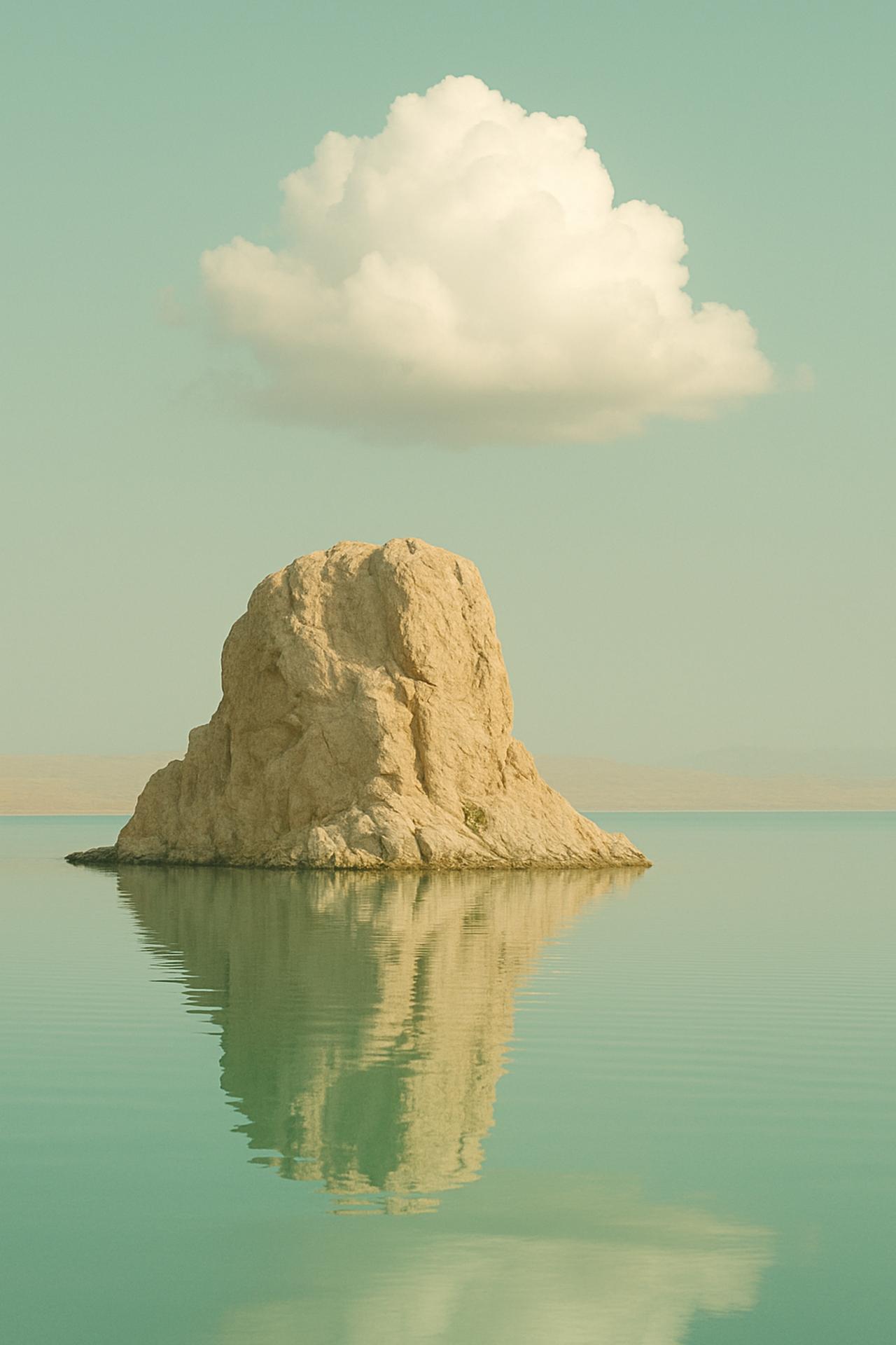 Oceanic geological formations reflecting in calm sea, coastal outcrops and bouldering opportunities.