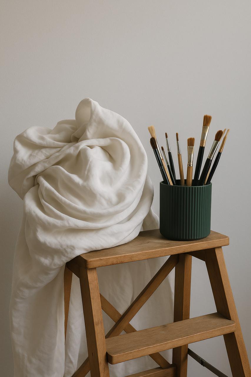 Linen scarf on wood flooring, cozy and elegant