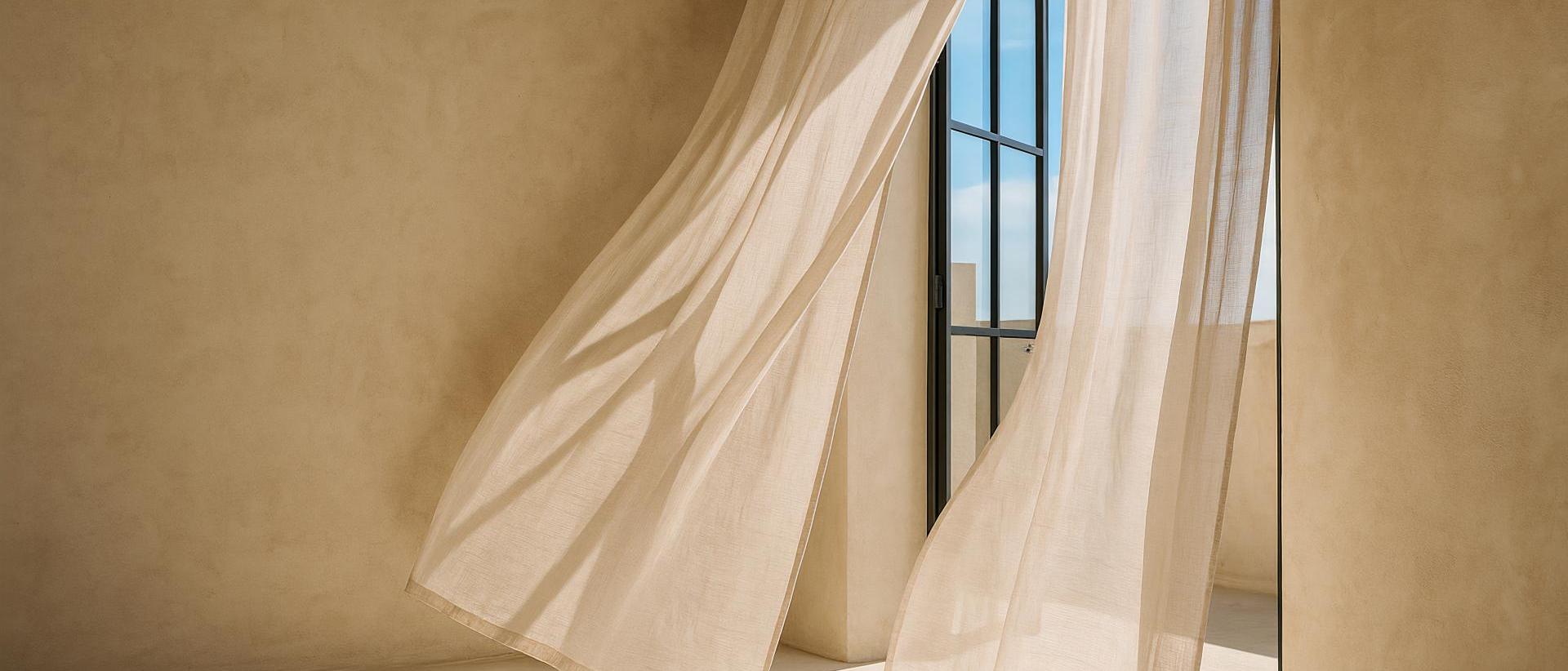 Brown curtains, wood flooring, linens, window treatment, daylighting in a cozy room