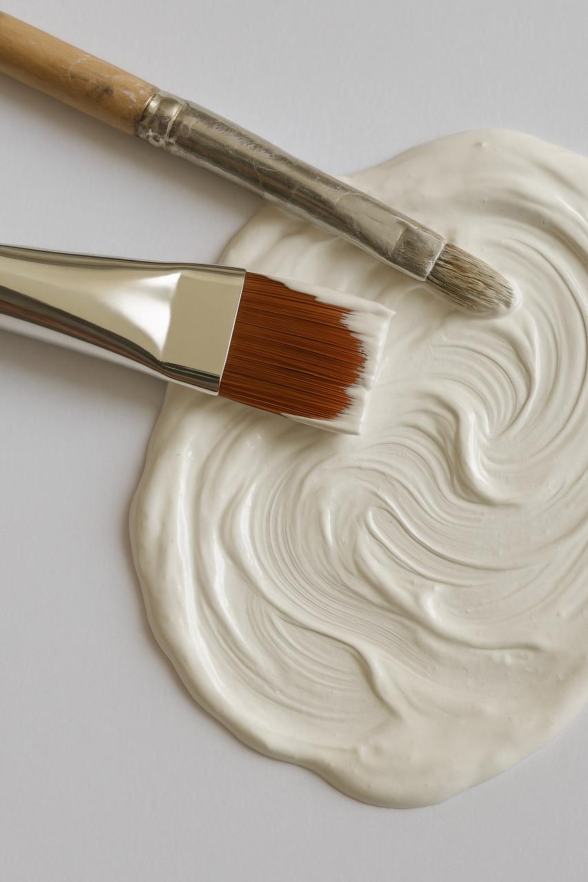 Creamy buttercream and paint brushes still life