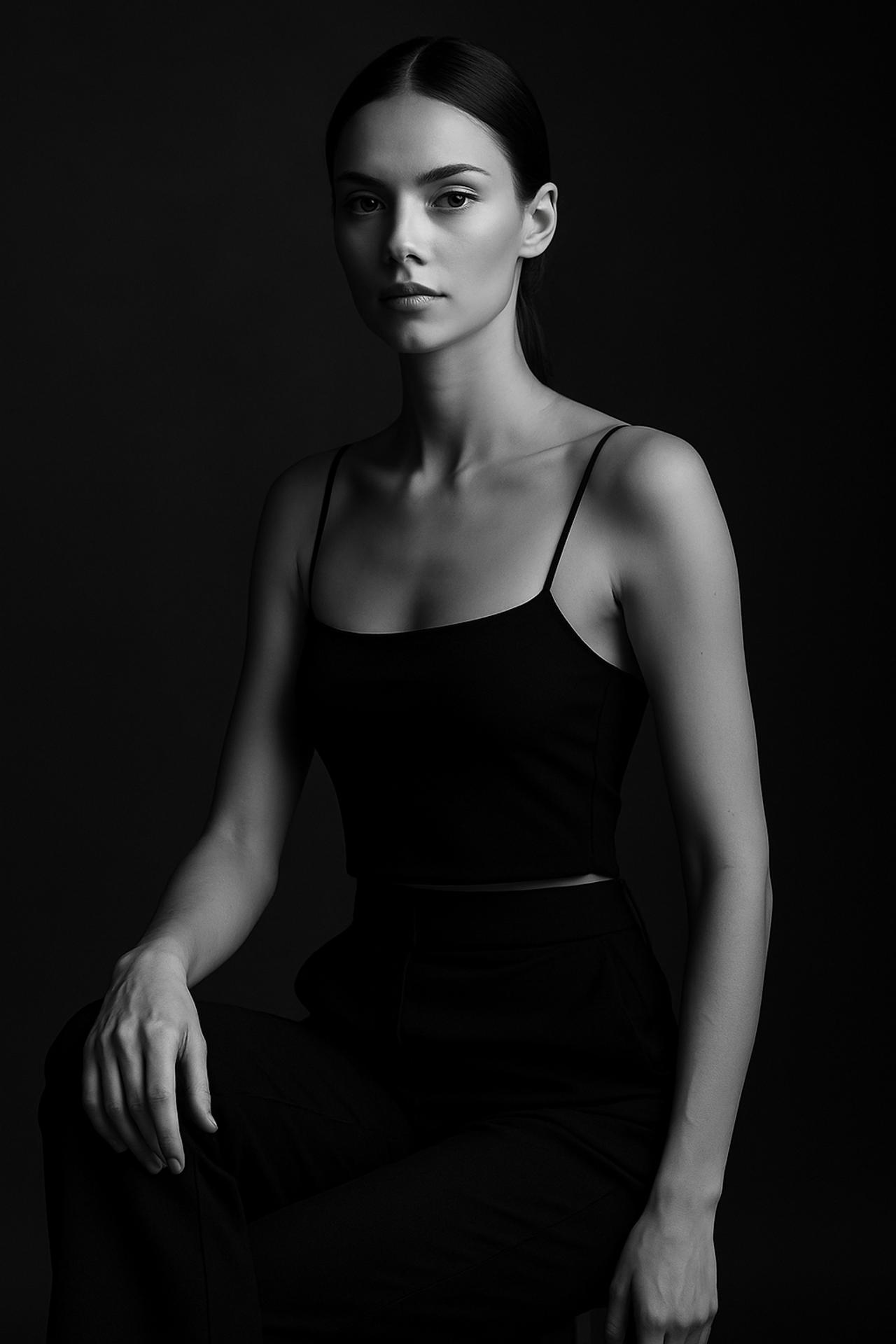 Black hair fashion model portrait, stylish hairstyle, beauty and fashion concept