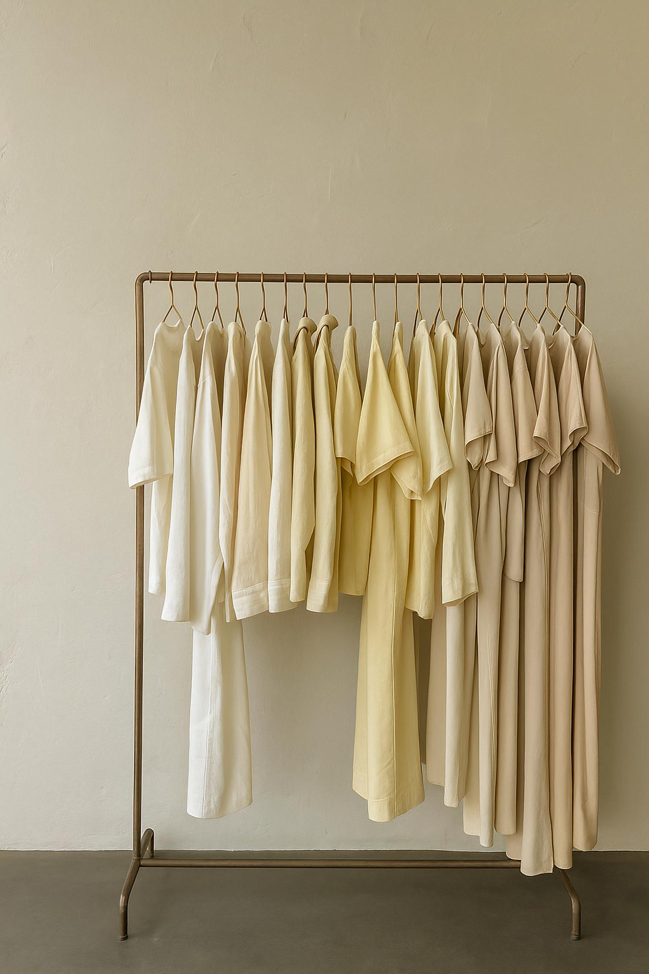 Cotton day dress on clothes hanger, elegant textile fashion concept