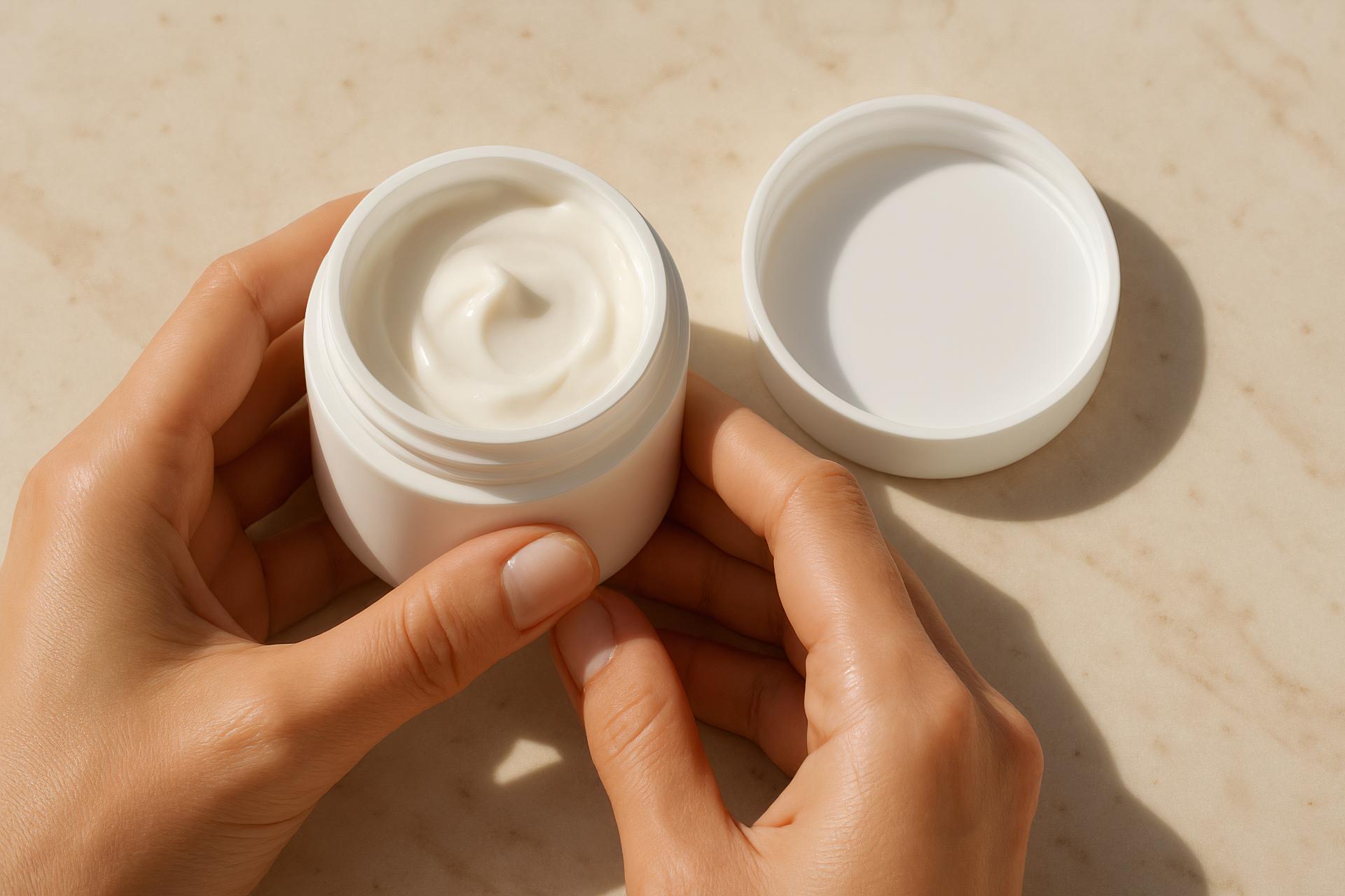 Hand, cream containers, cosmetics for personal care, skincare products