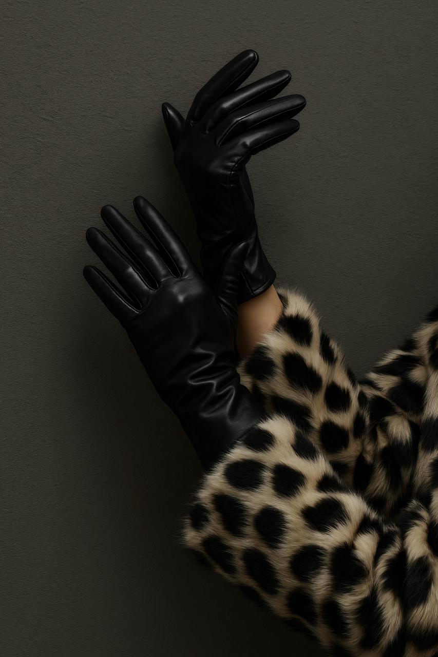 Two stylish leather evening gloves for fashion