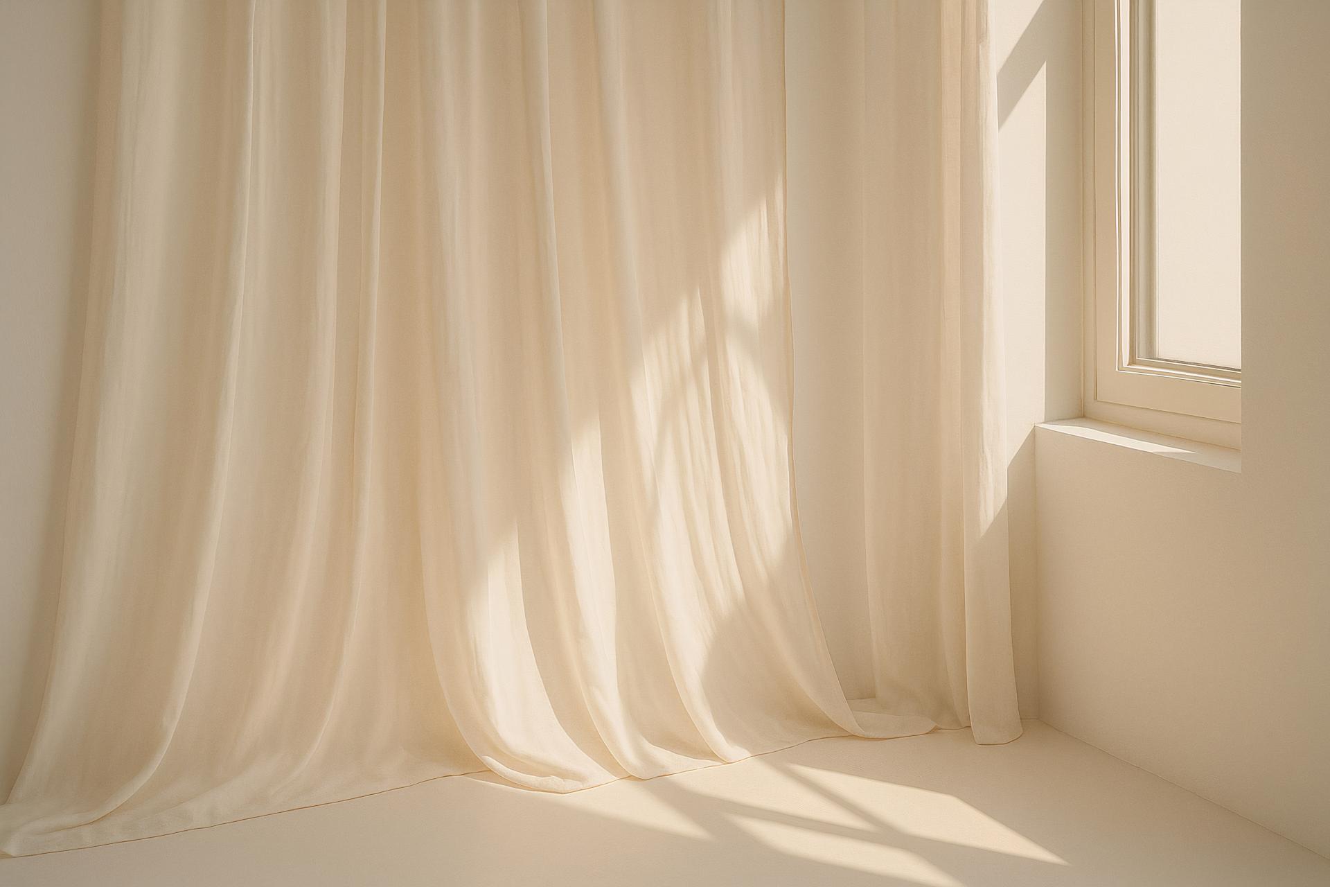 Textile curtains on window in elegant room interior