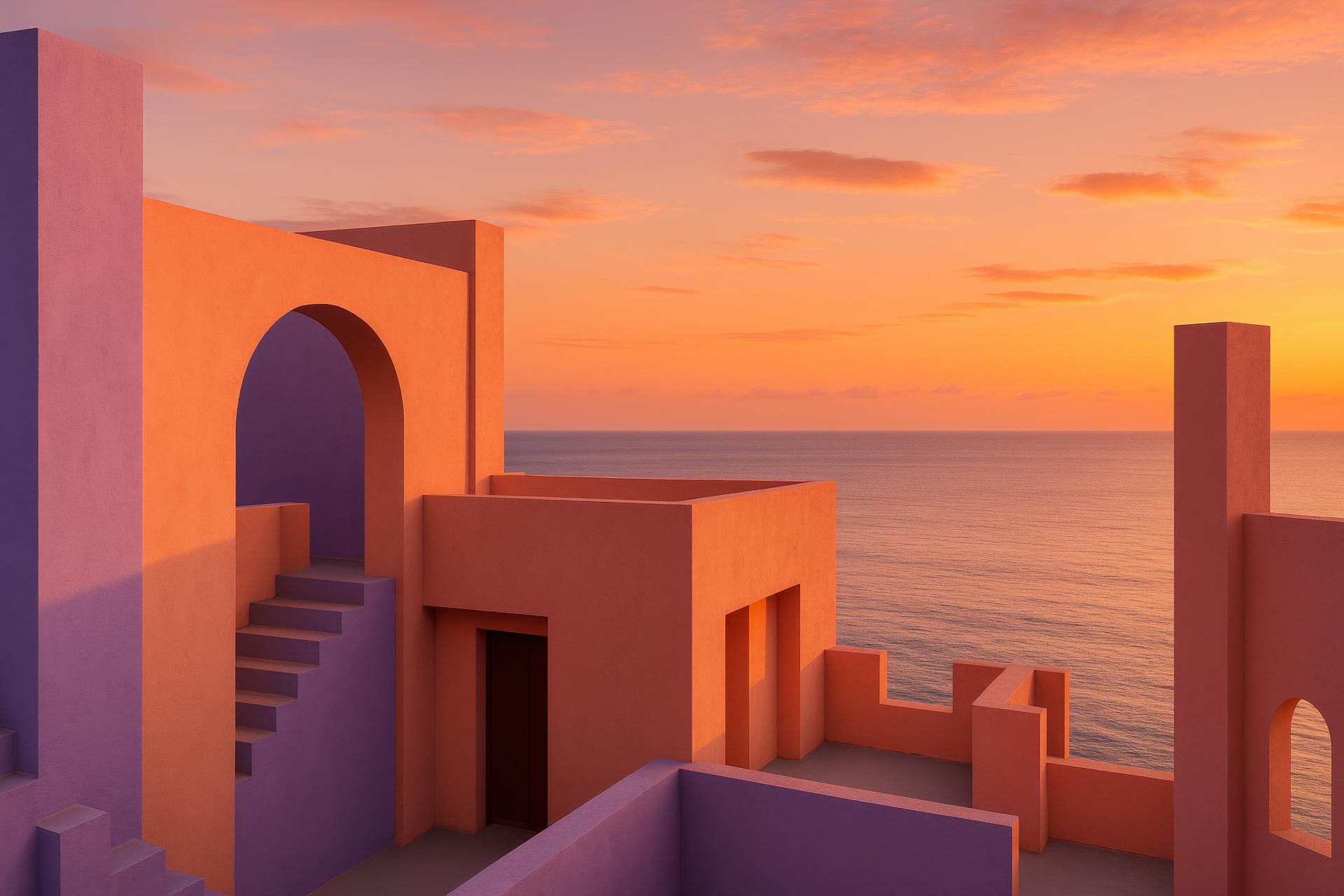 House silhouette against red sunset sky in the evening