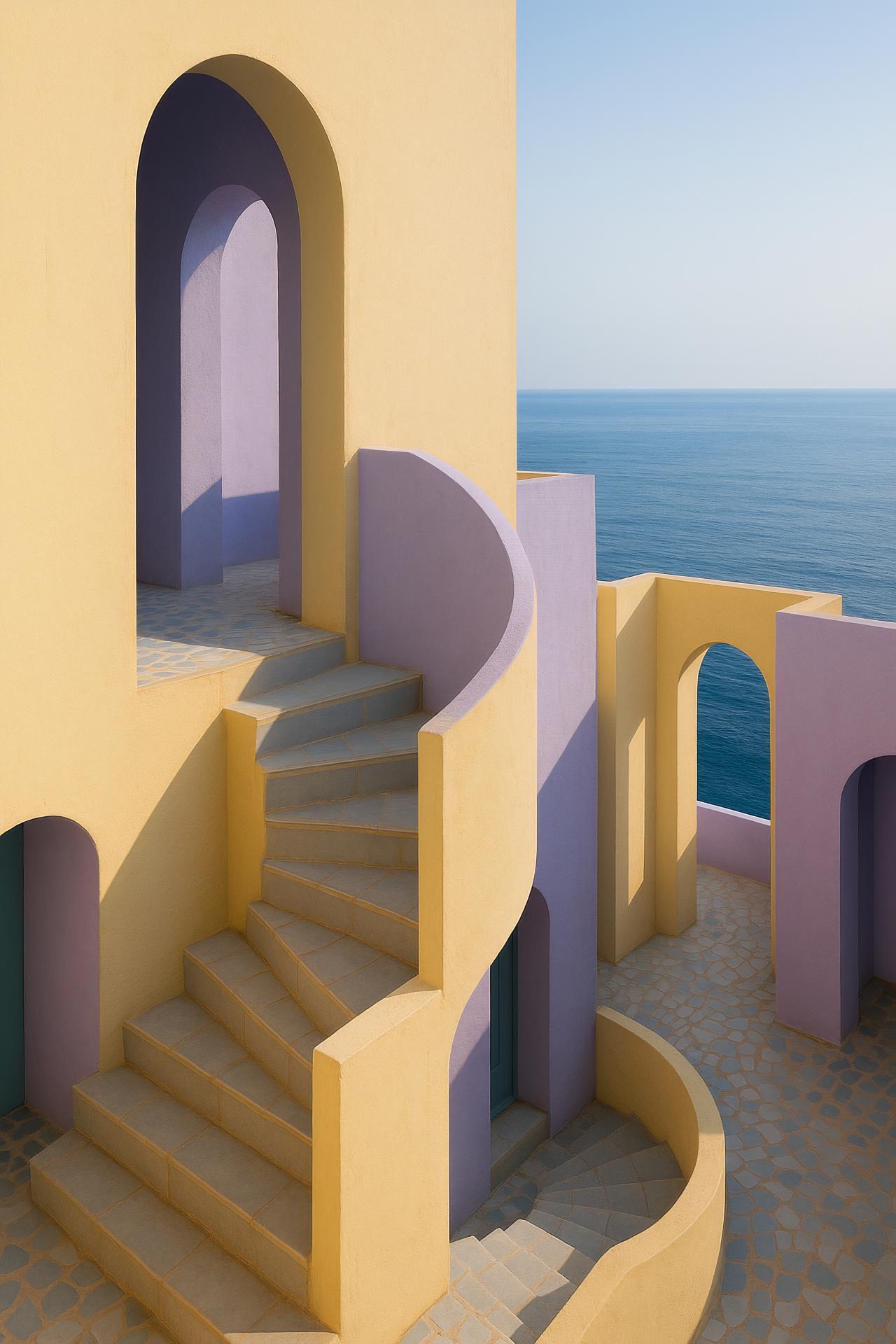 Modern architecture stairs design graphics shadow cylinder
