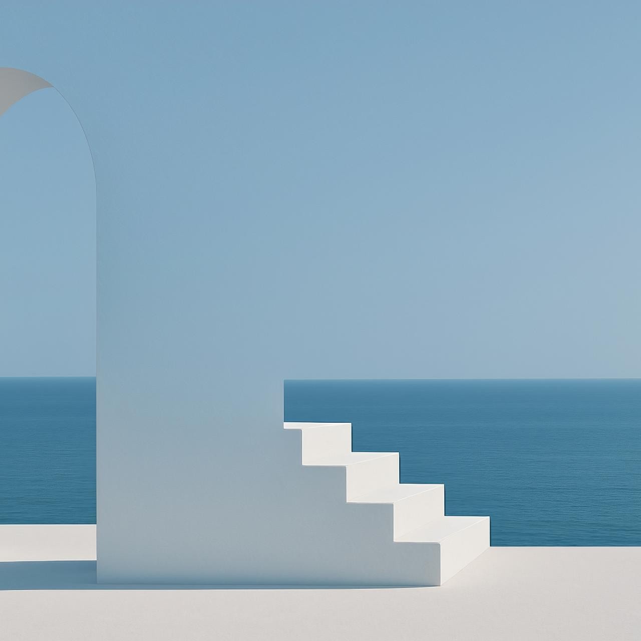 Ocean arch silhouette with shadow over sea