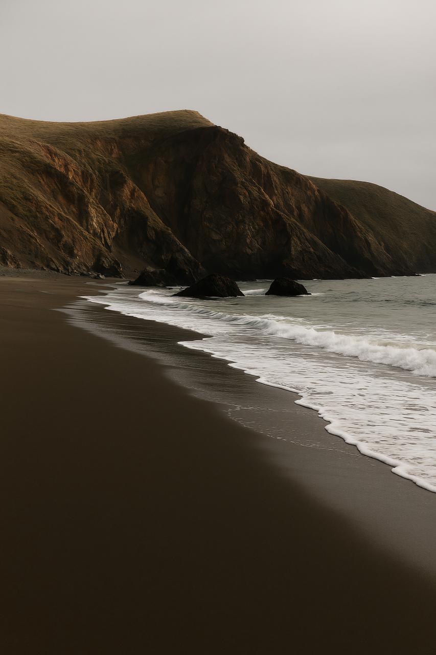 Ocean morning waves crashing on shore