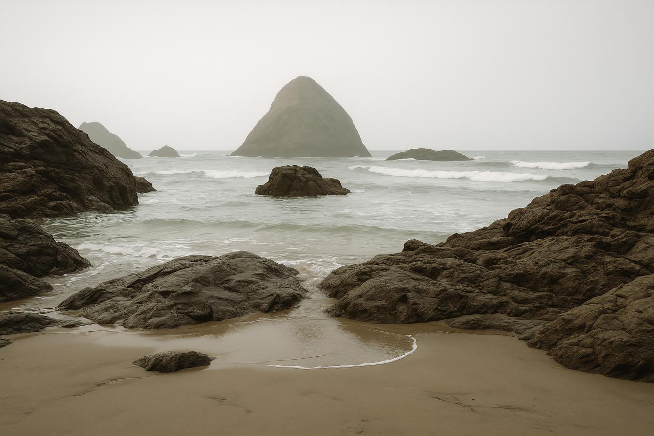Rocky coast meeting ocean waves