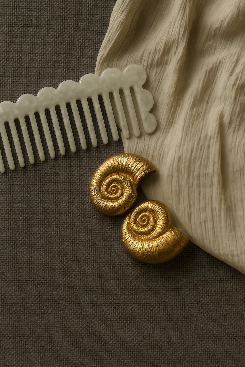Bronze spiral casual dress on woven fabric