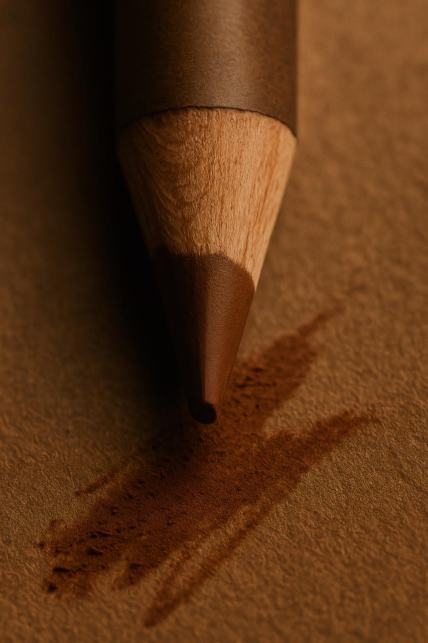 Close-up view of a brown wooden pencil