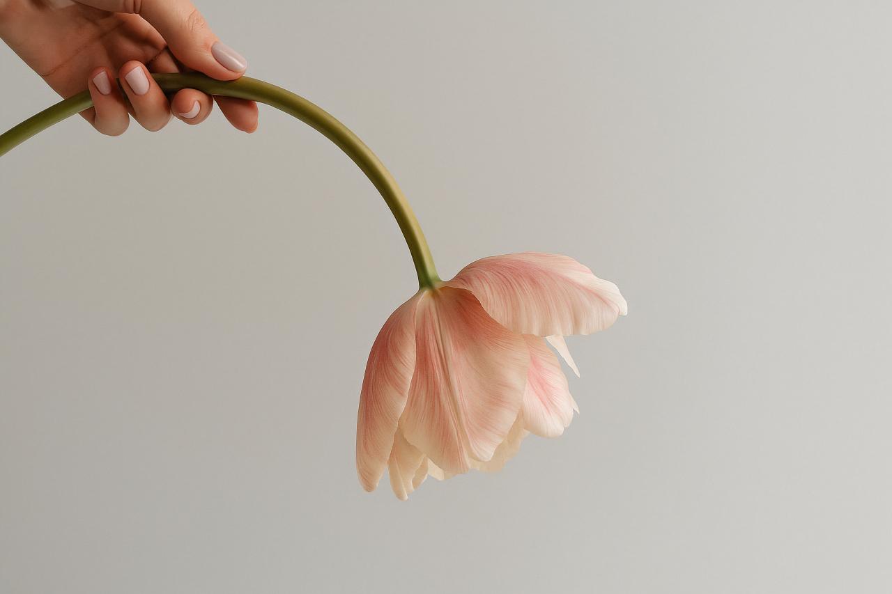 Cherry blossom, tulips, lilies floral arrangement