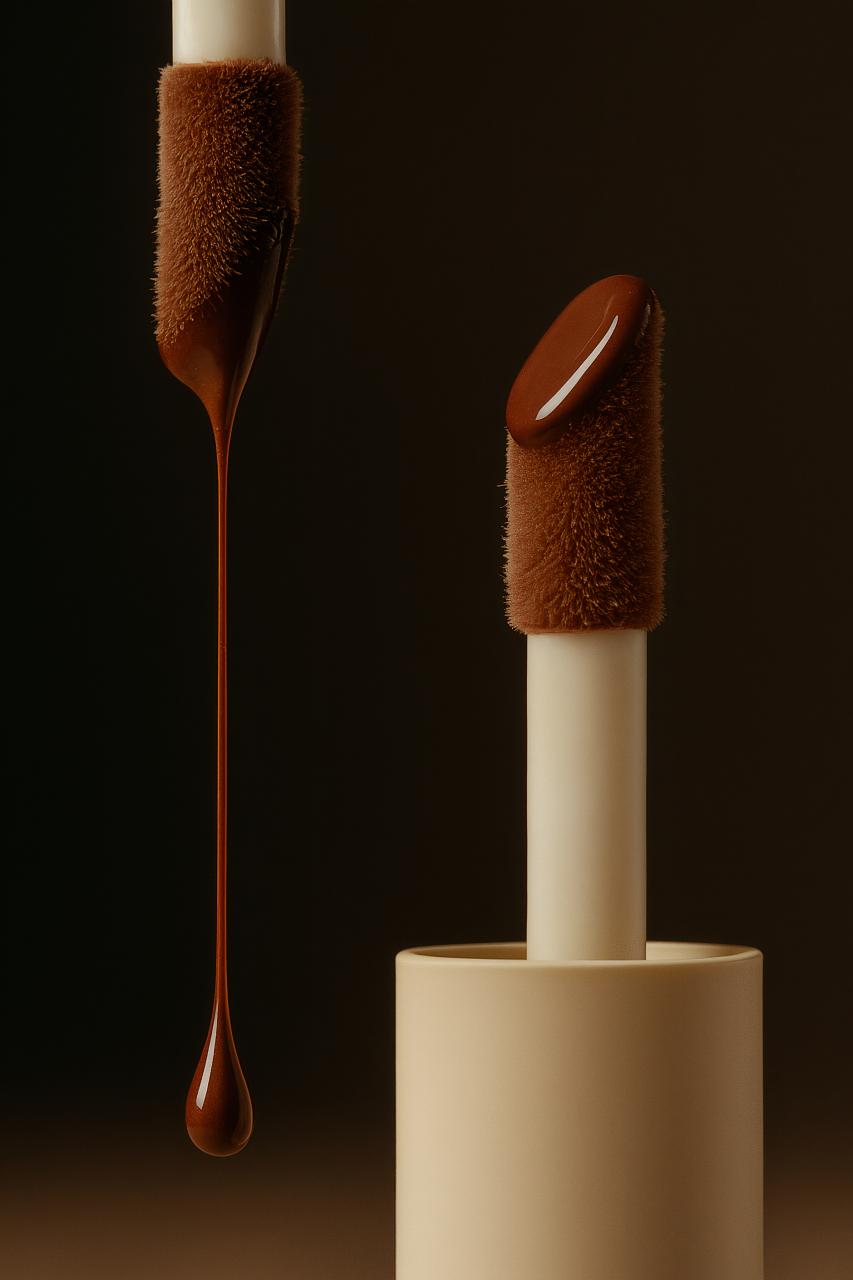 Black eyeliner cylinder on reflective surface