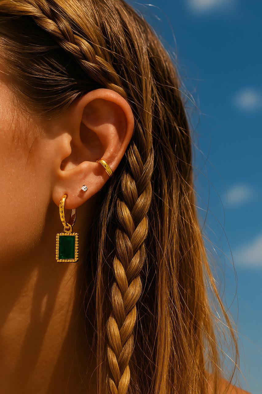 Emerald earrings body jewelry with gemstones
