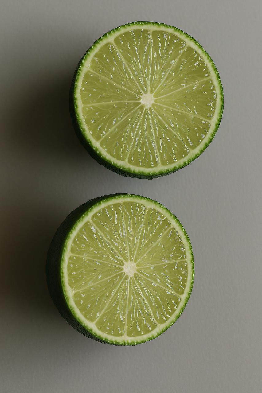 Assortment of fresh citrus fruits including key lime, lemon, and lime