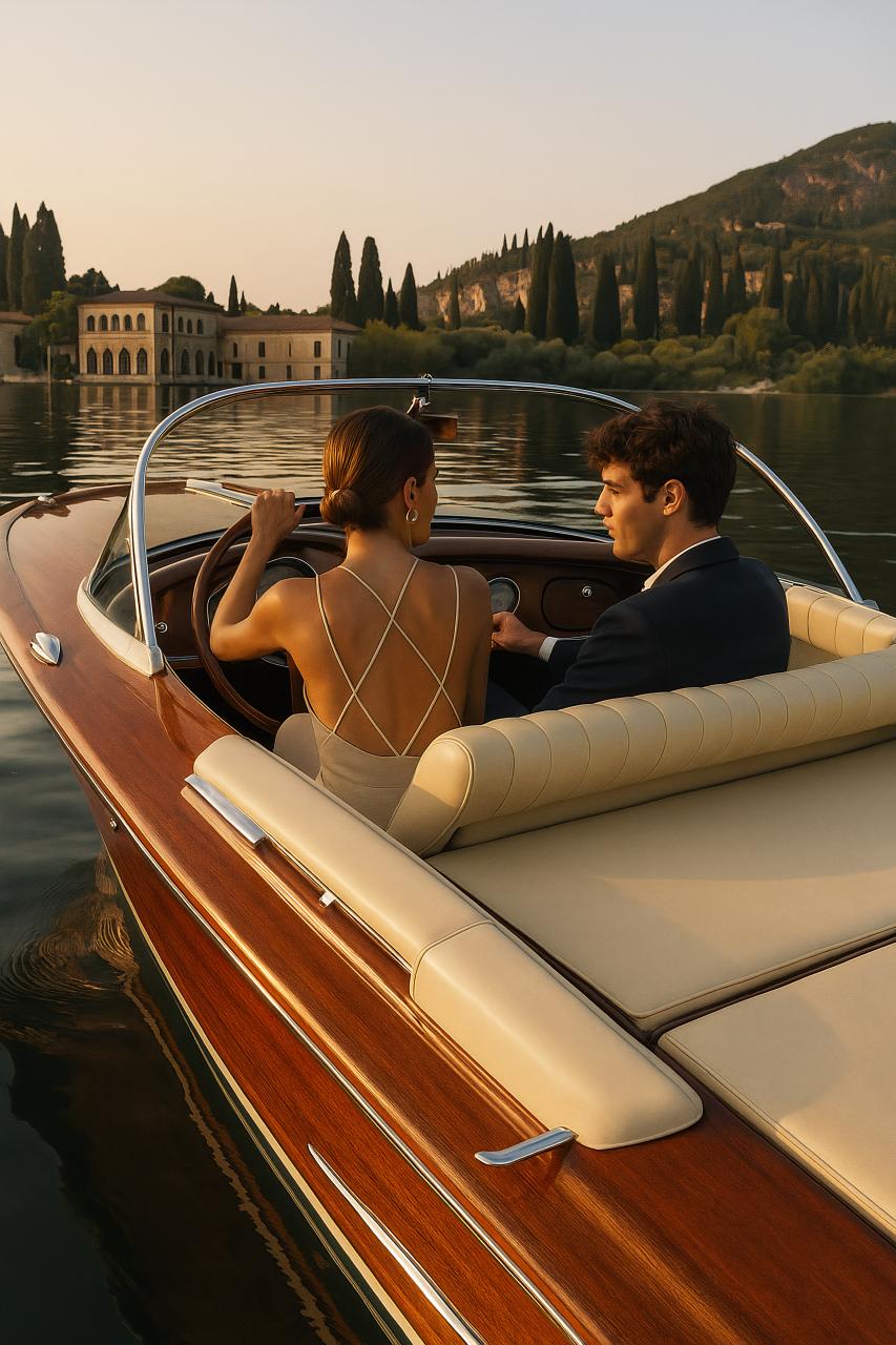 Luxury picnic boat yacht on water