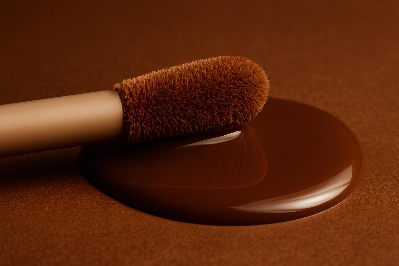 Makeup brushes set in elegant still life composition