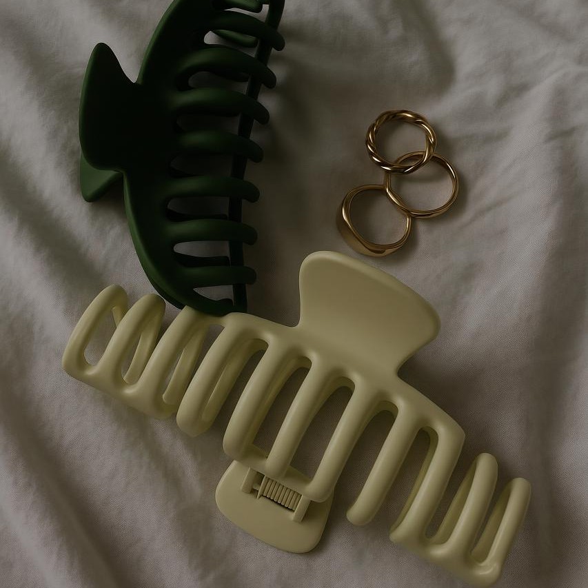 Modern jewellery piece with plastic moustache, symbolizing creativity and style