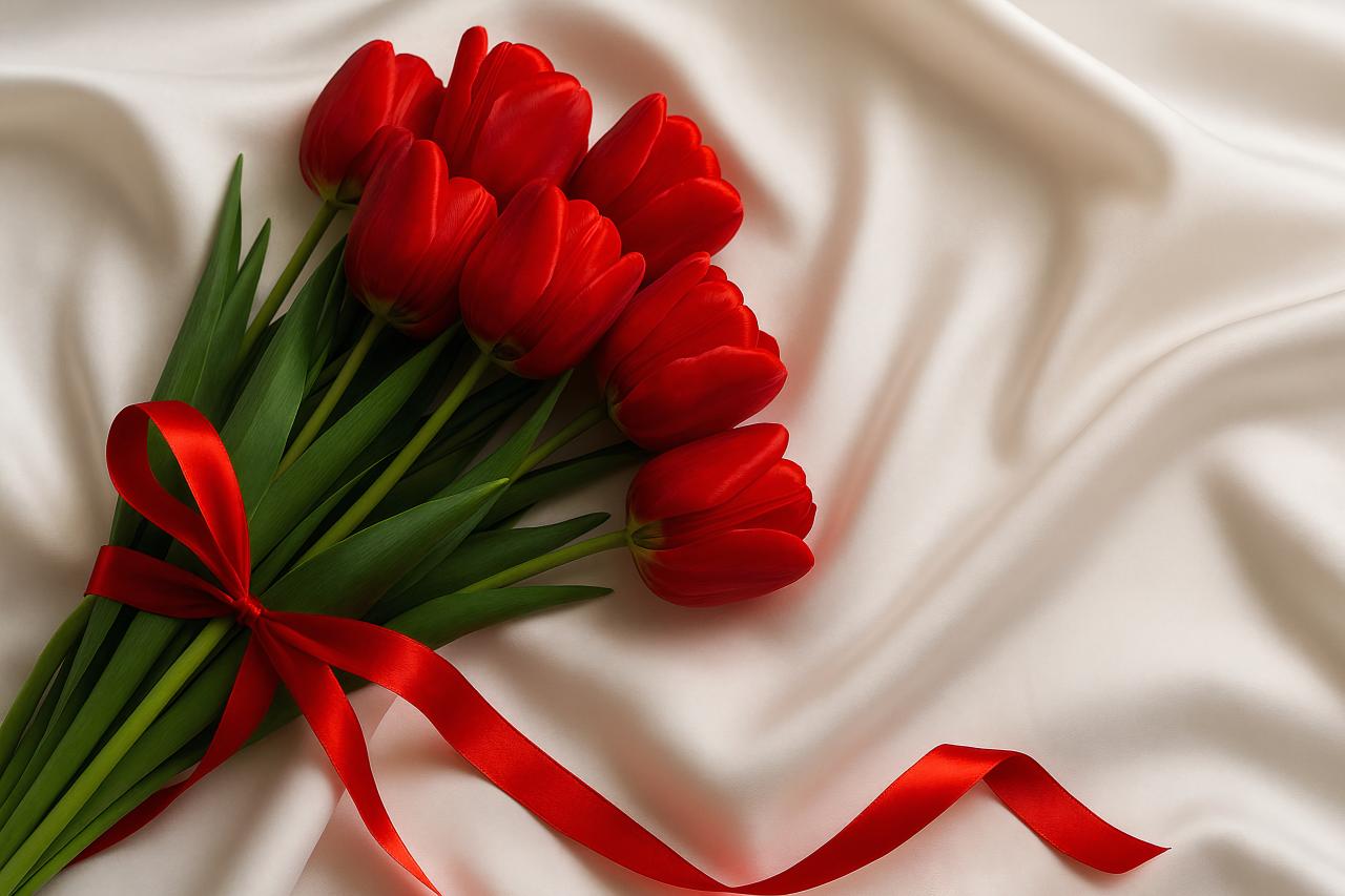 Close-up bouquet of red and pink flowers