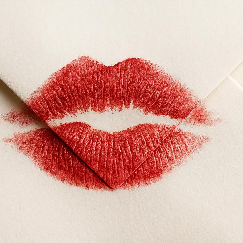 Lipstick cosmetics in red and pink shades with lips graphics