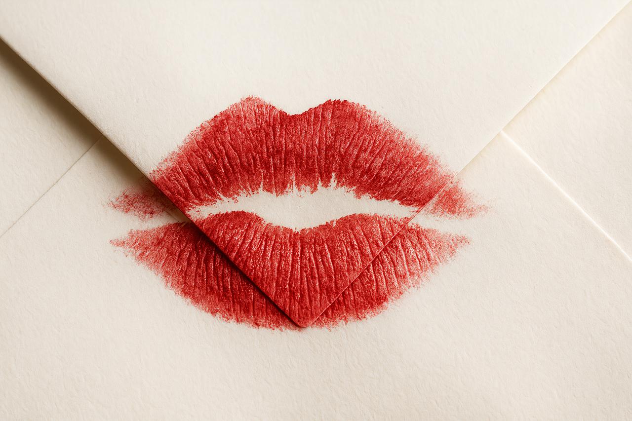 Lipstick cosmetics in red and pink shades with lips graphics