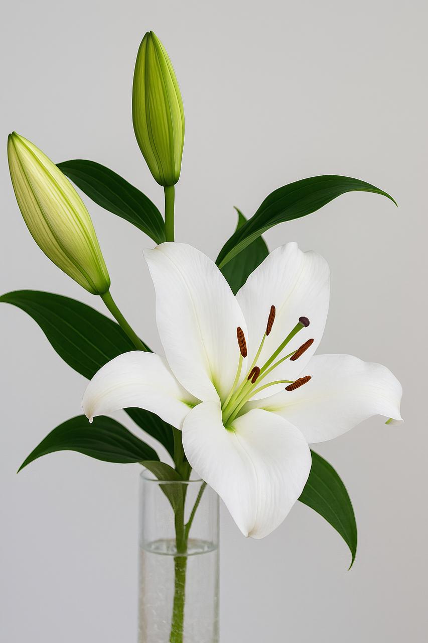 White tiger lily flowers in vase