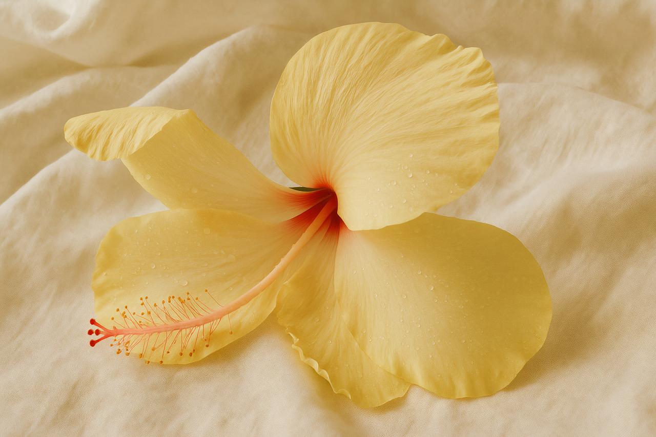 Yellow hibiscus flower macro photography