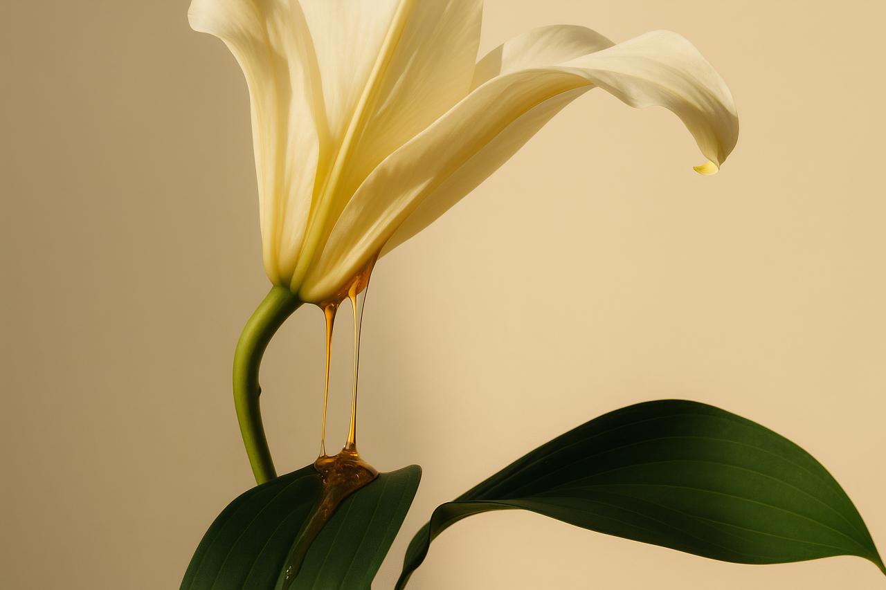 Yellow lily petals close-up macro photography