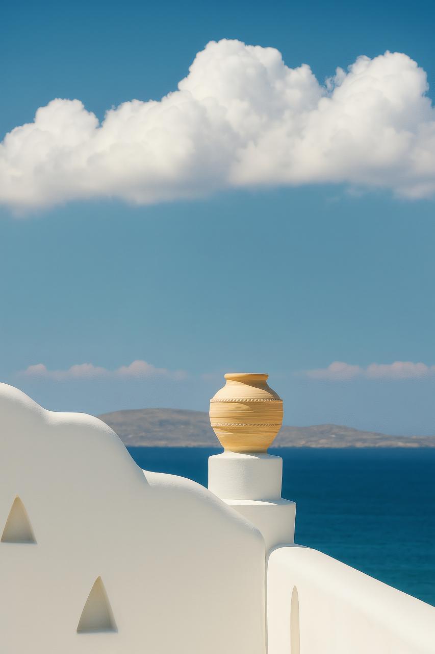 Blue sea with architectural structure and shadow