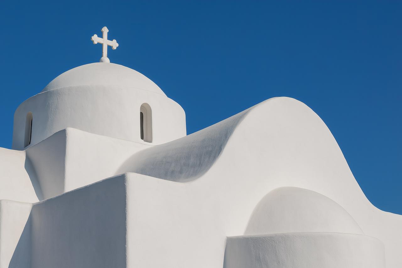 Byzantine chapel dome with cross and finials
