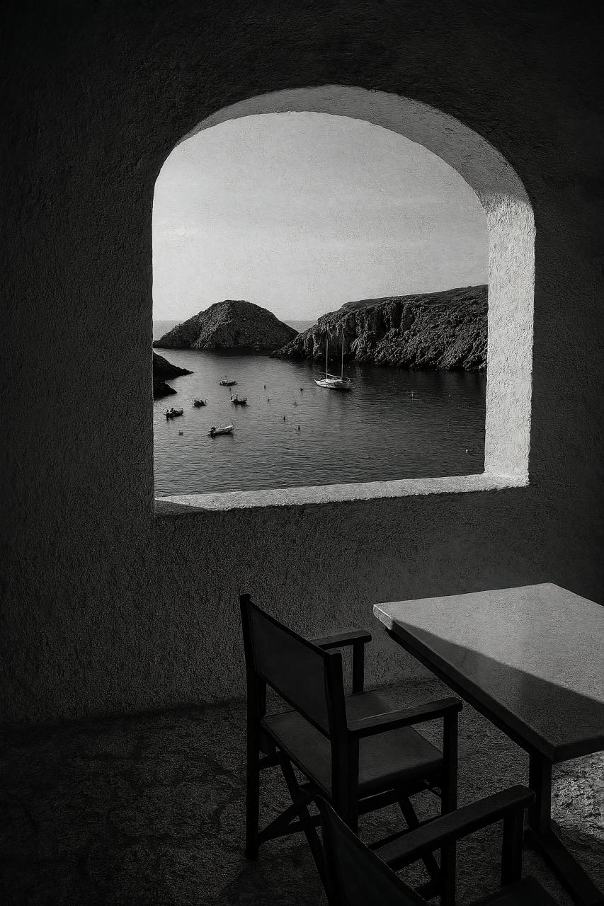 Monochrome sea coast still life photograph