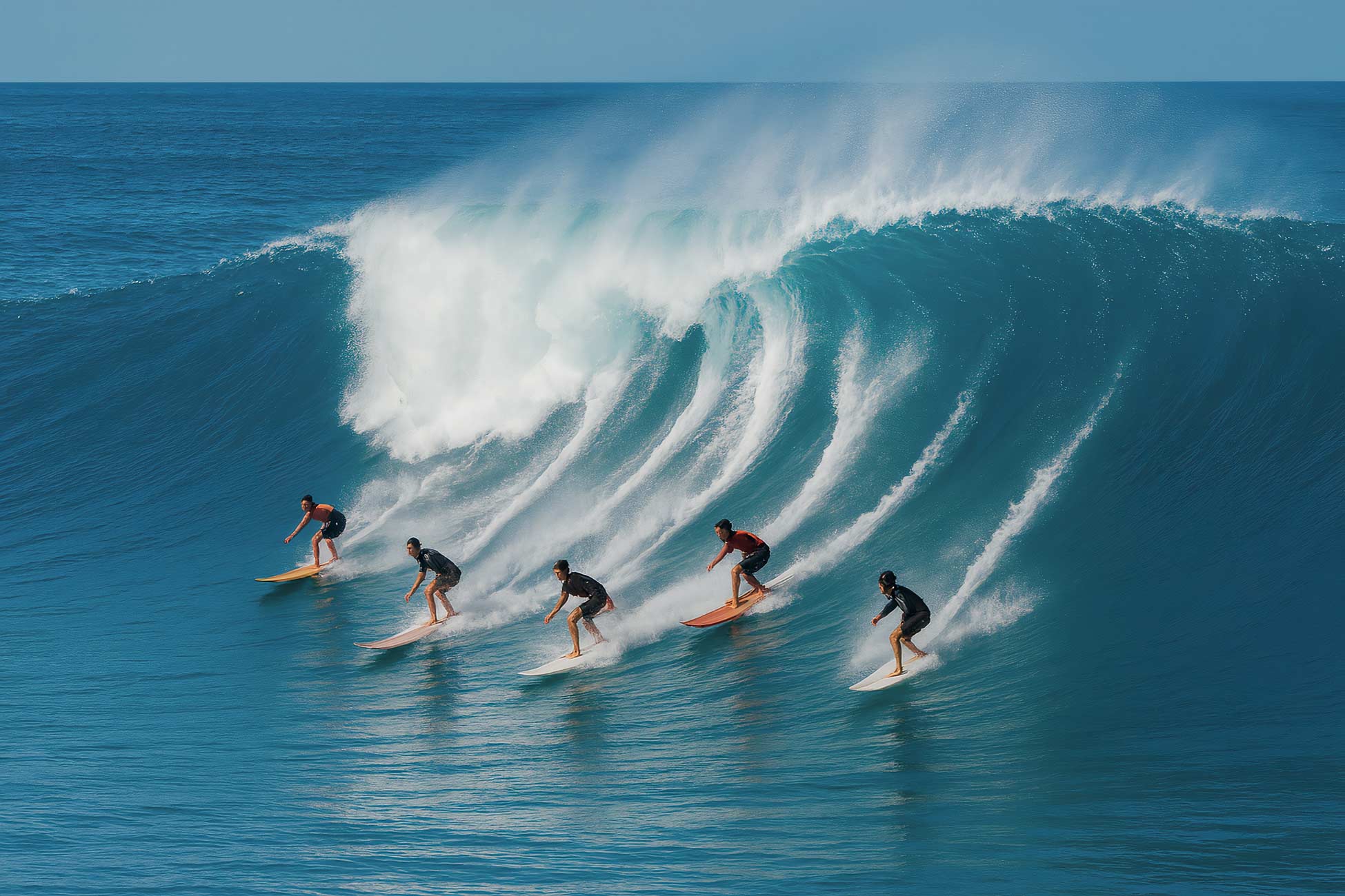 Surfer riding wind wave on surfboard