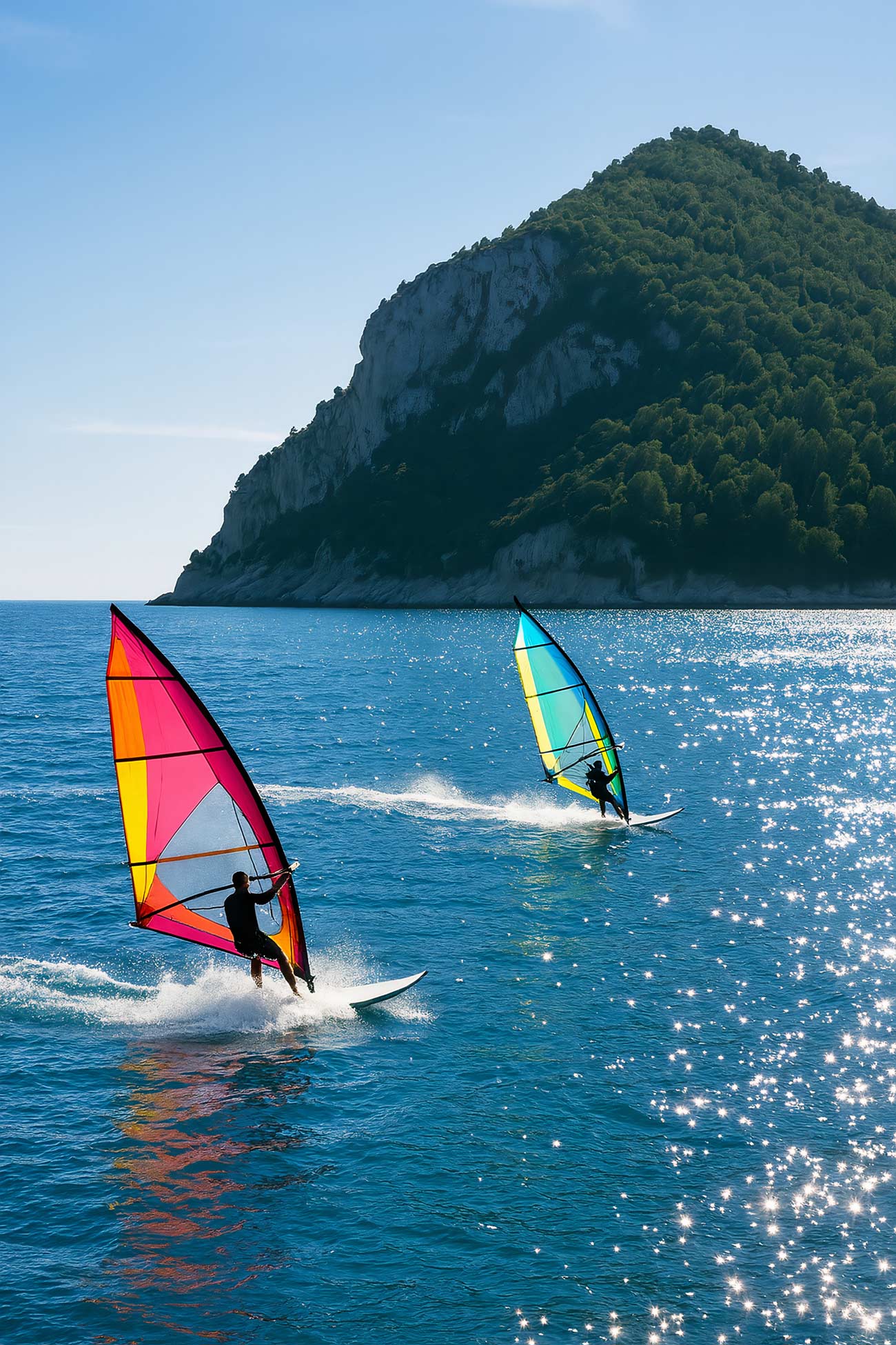Windsurfing adventure on ocean waves