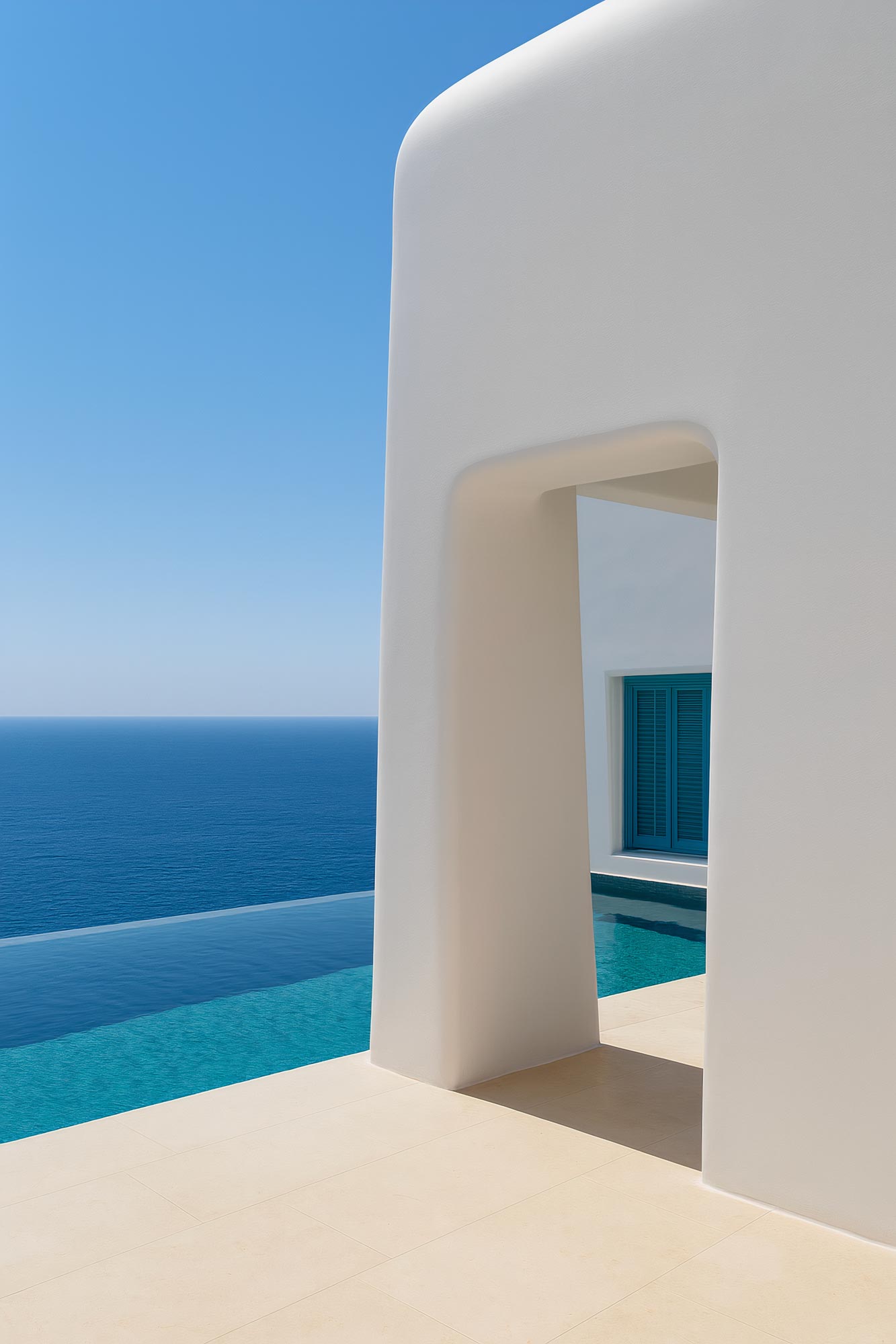 Modern house architecture by blue ocean