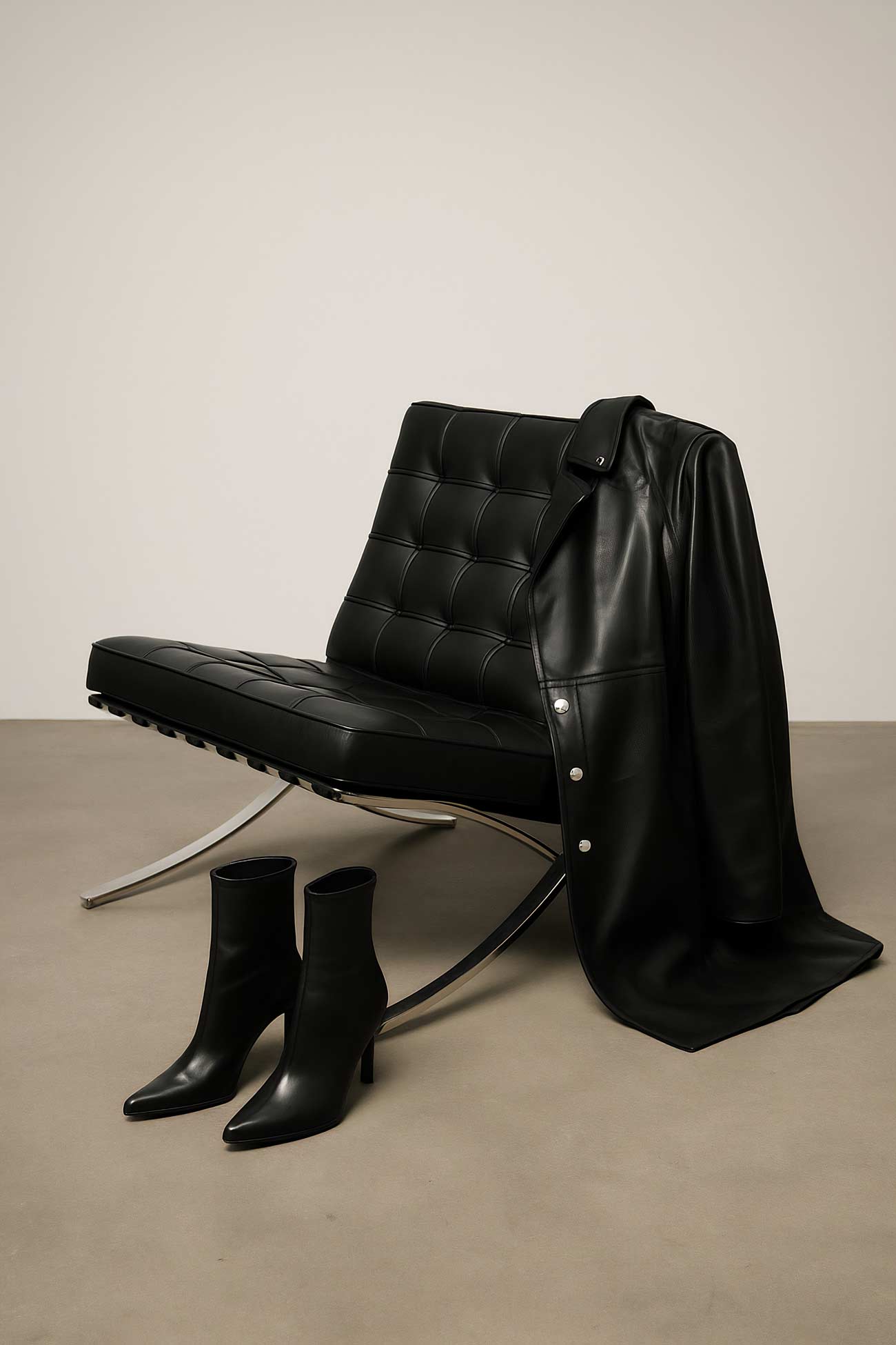 Leather chair, natural material, luxury interior