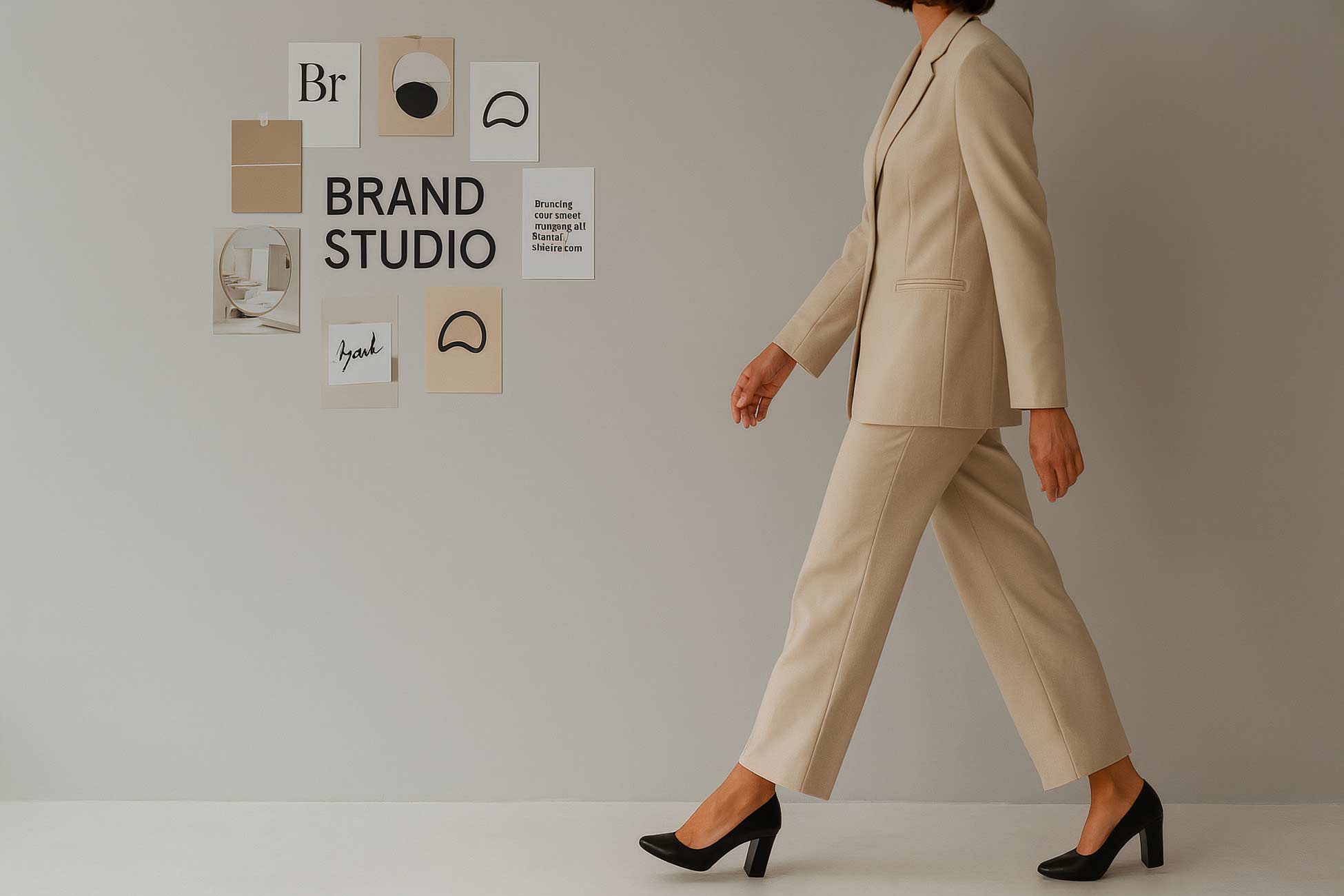 Fashion model in blazer and formal pantsuit