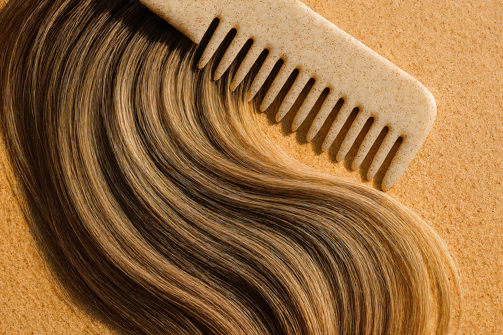 Wooden comb on sand and plywood