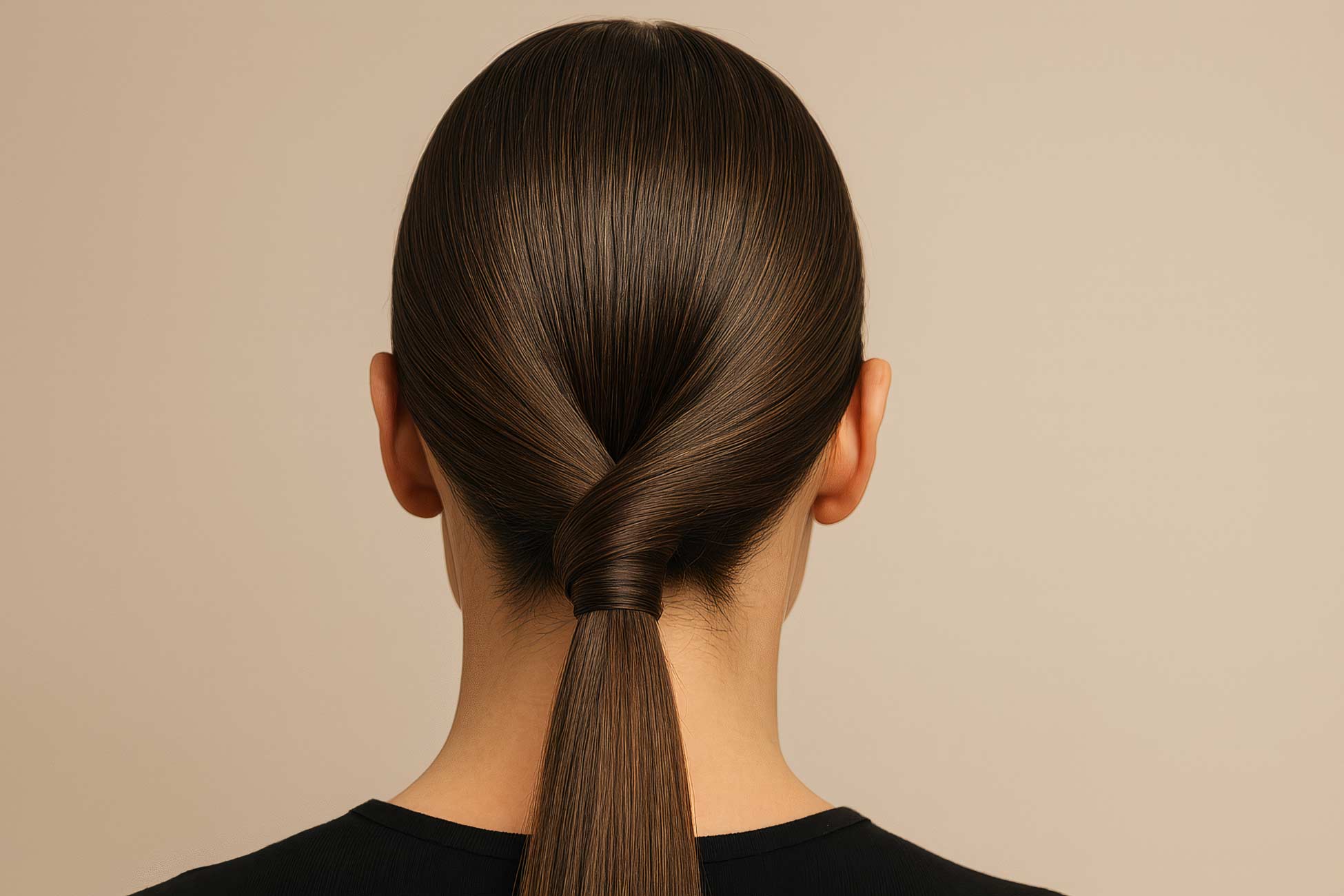 Colorful hair coloring in ponytail and bun hairstyle