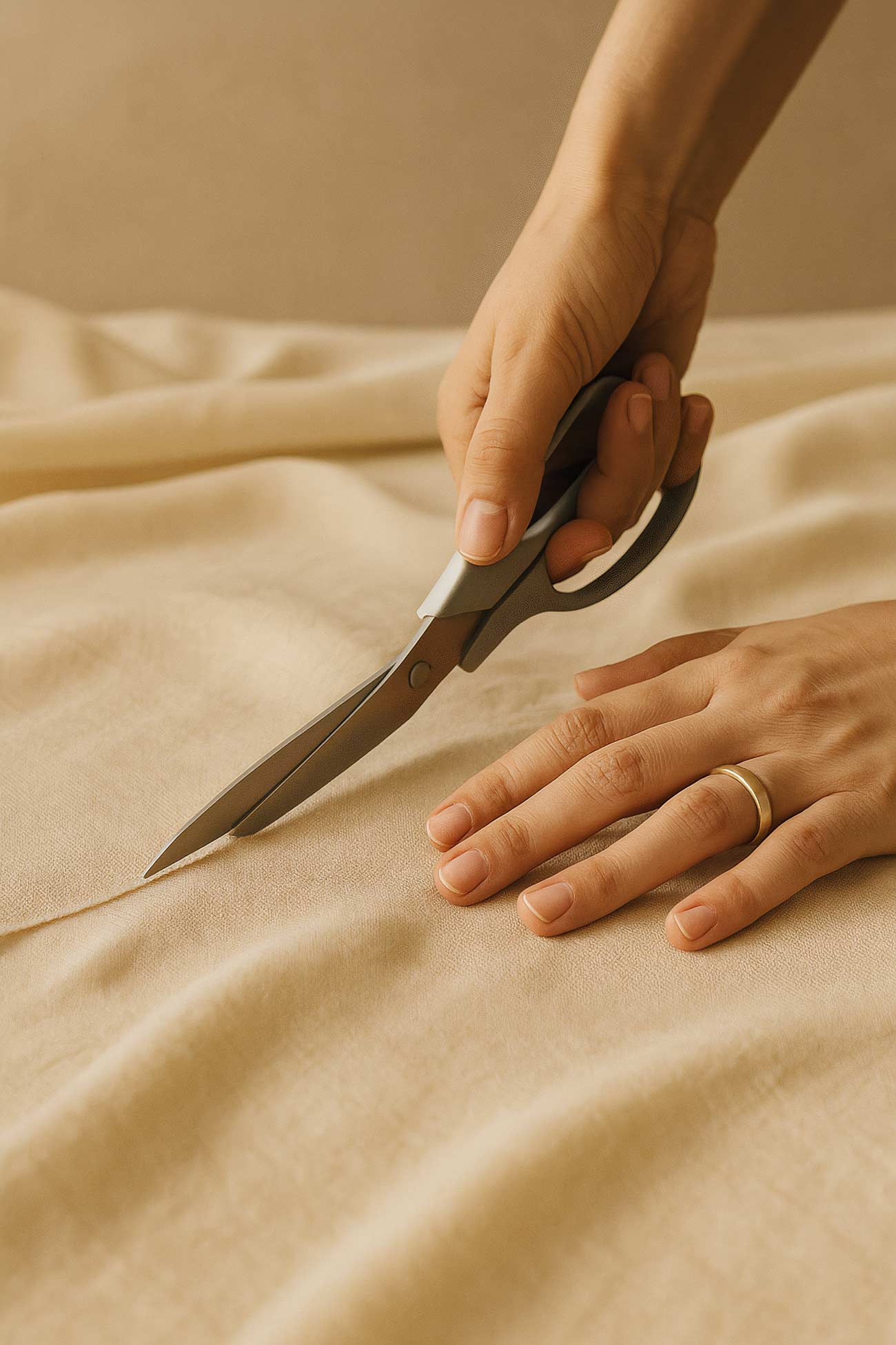 Silk bedding set on a bed with linens, H&M