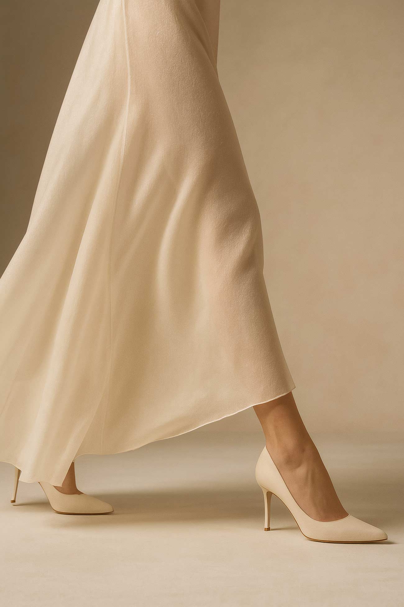 Brown satin gown fashion design high heels sandals formal wear