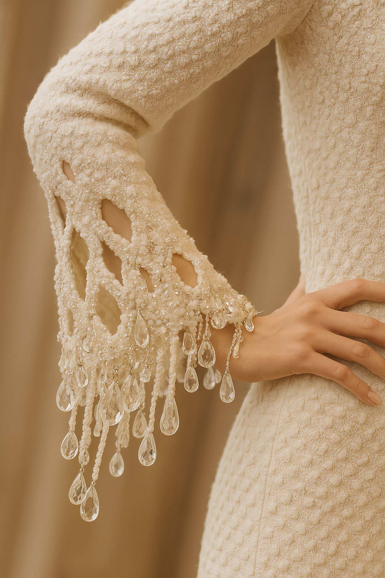 Lace textile craft with embroidery on woolen scarf