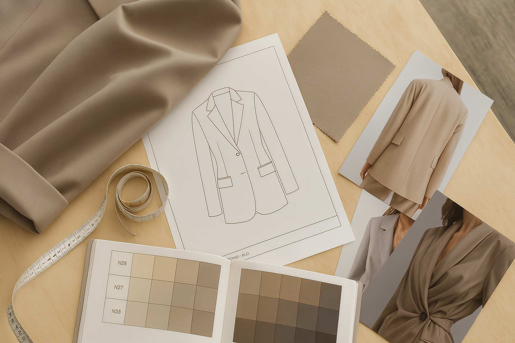 Silk collar on fashionable blazer and overcoat