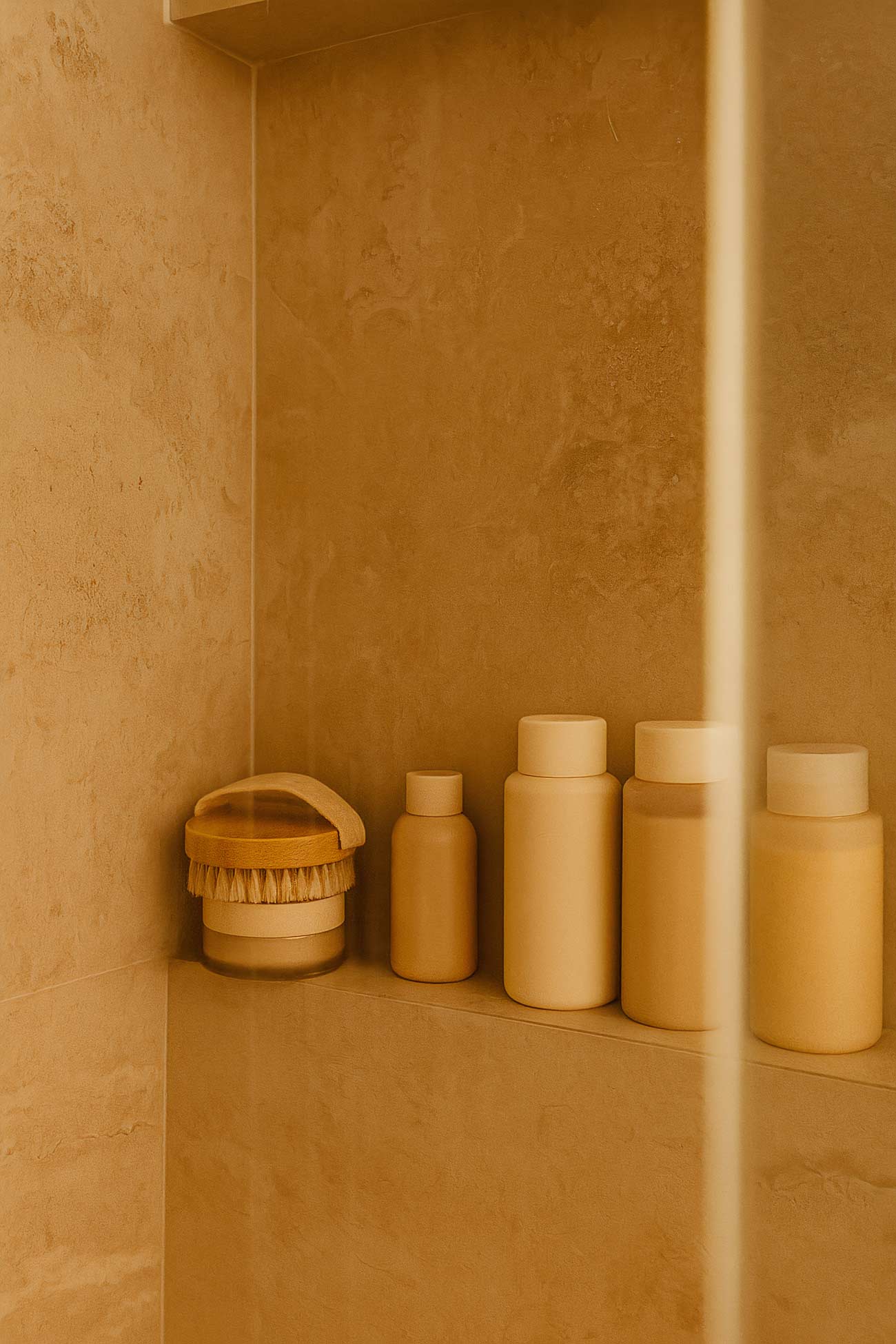 Ceramic tile wall in personal care setting