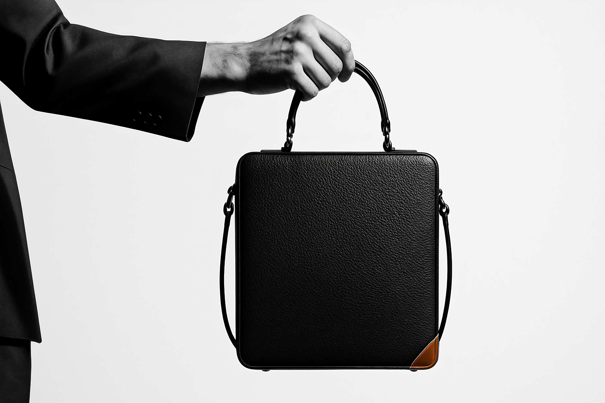 Leather business bags assortment with straps and pockets