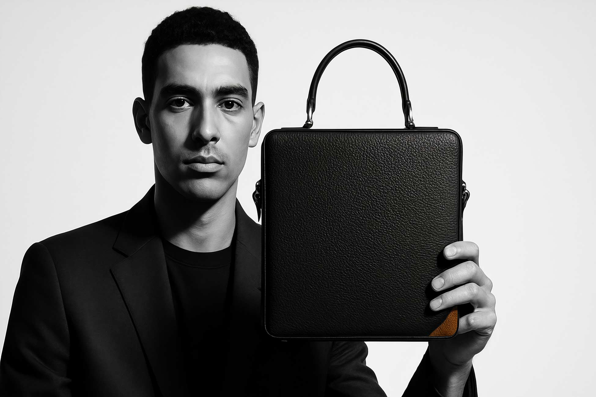 Monochrome leather business bag