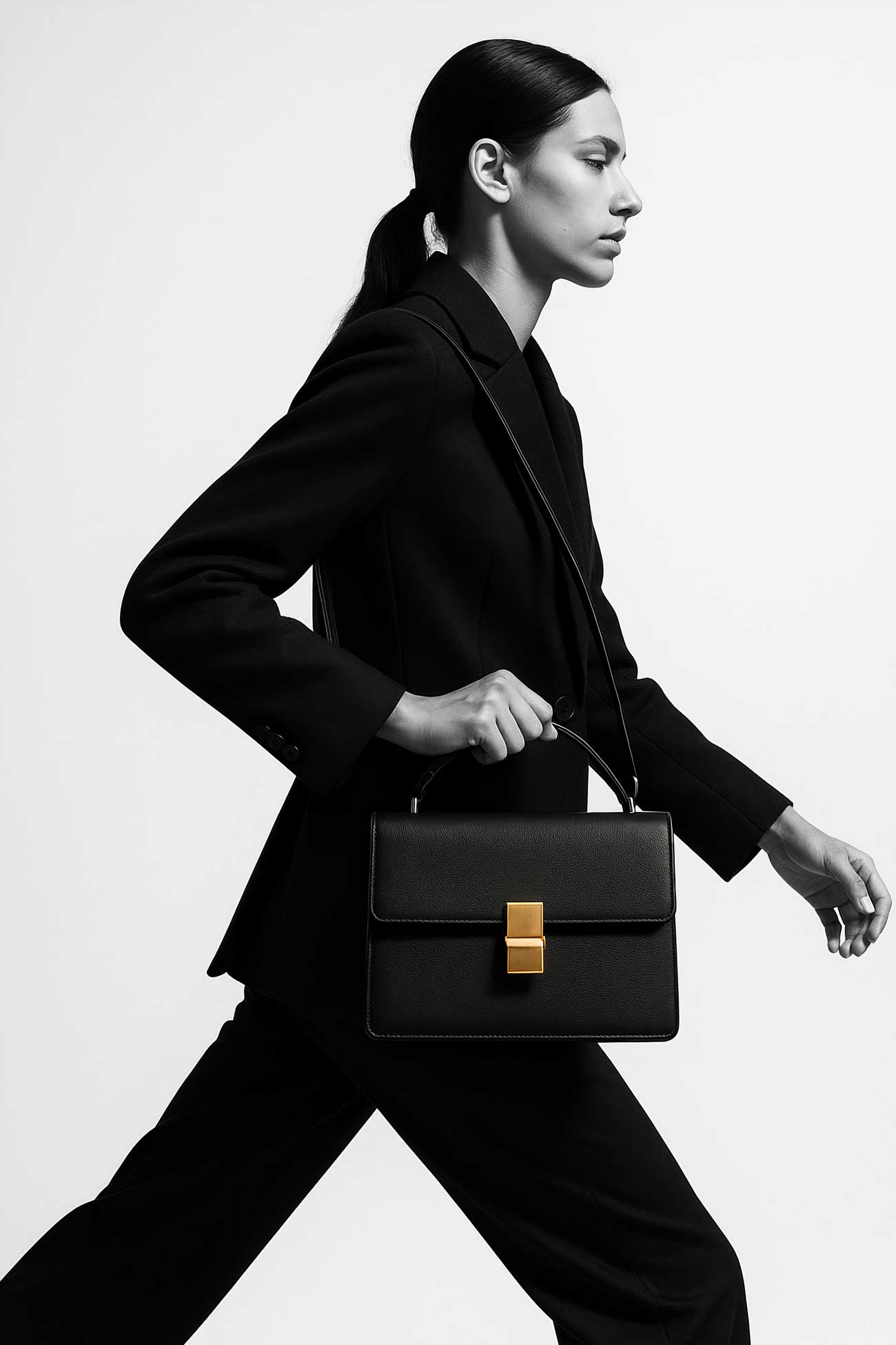 Luxury sports car, briefcase, messenger bag