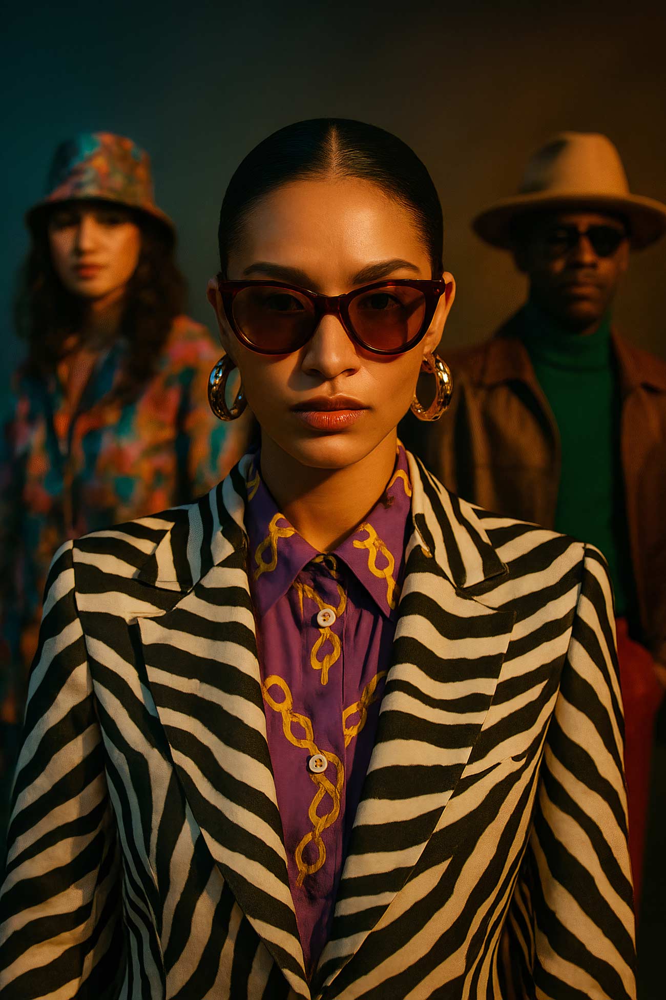 Fashion model in eyewear and accessories
